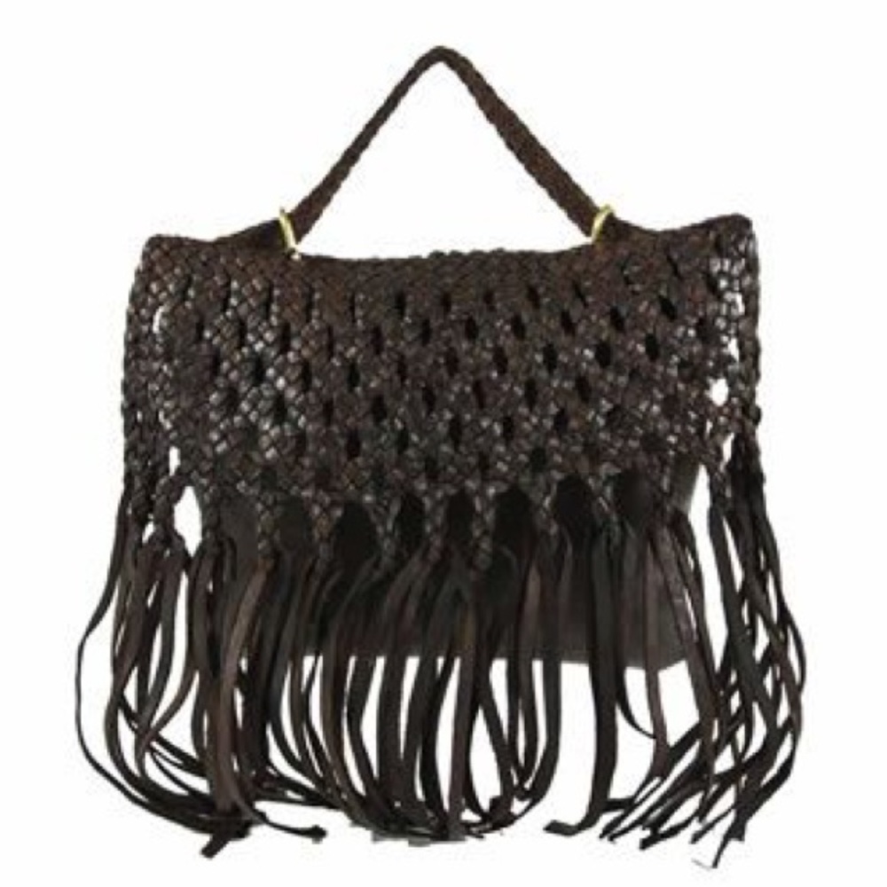 Motif 56 Crossbody Fringe Brown Leather Boho EUC
